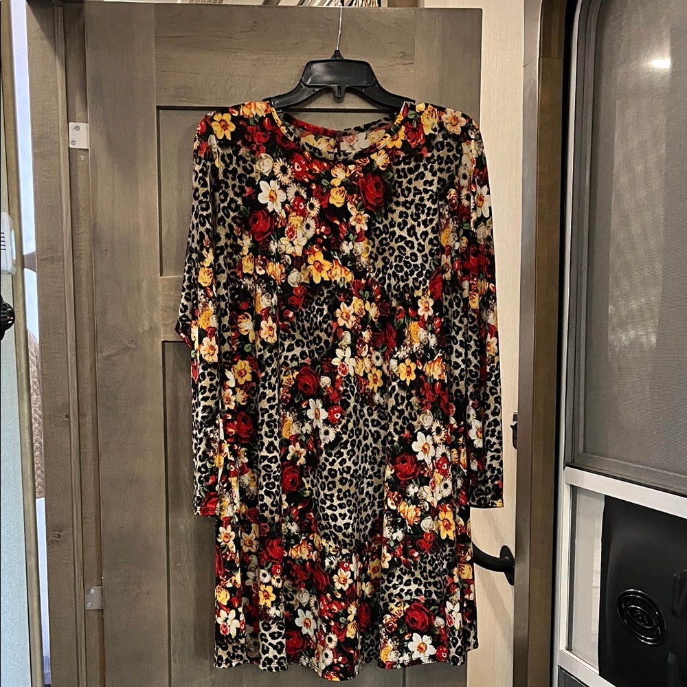 Floral Leopard Print Dress